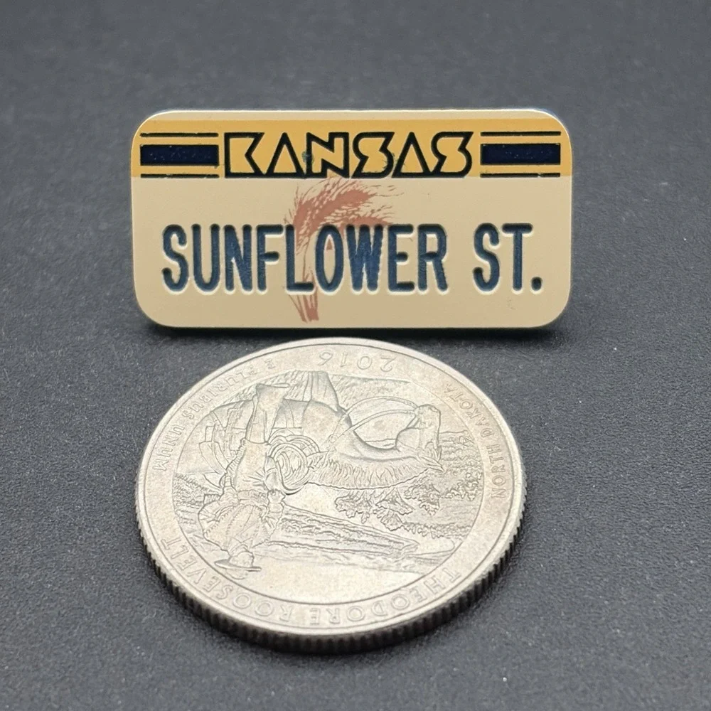Kansas Sunflower State License Plate Plastic‎ Lapel Hat Pin